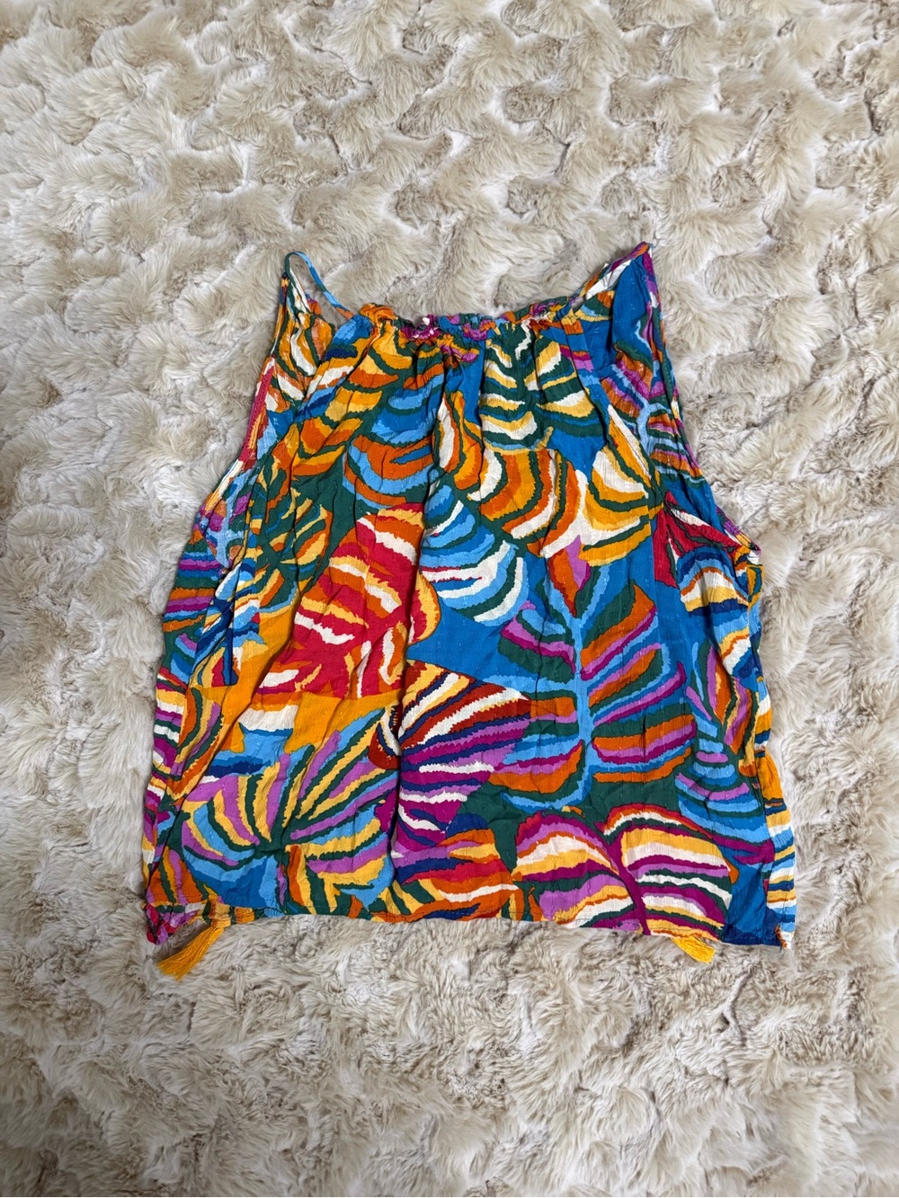 Christian Siriano multi-colored abstract swirls bohemian print tank top
